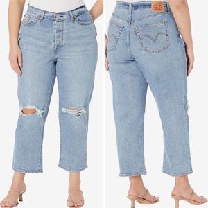 Levi’s High Rise Wedgie Straight Leg Ankle Jeans Plus Size 20W Distressed